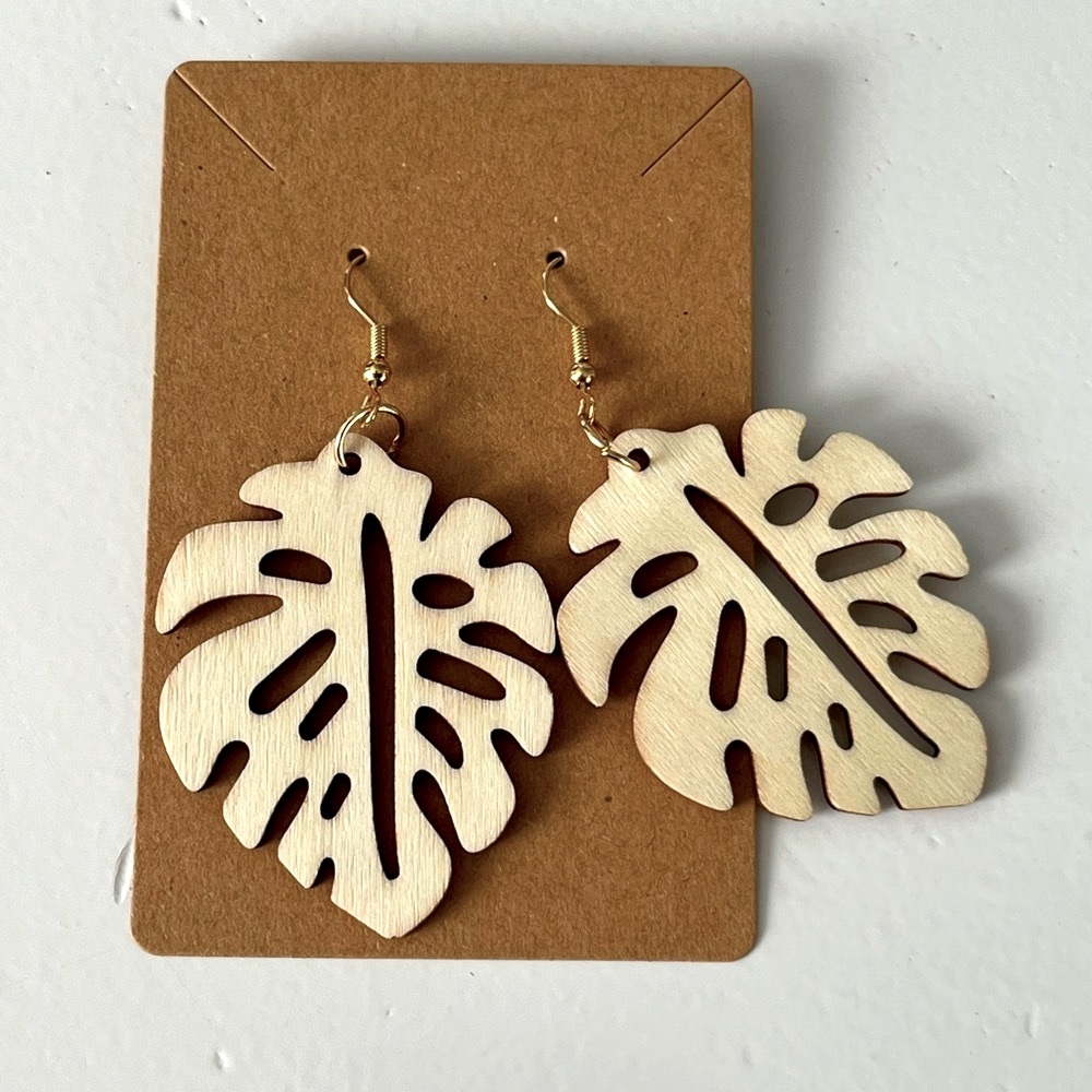 PALMS EARRINGS | Cream | Wood | NWT